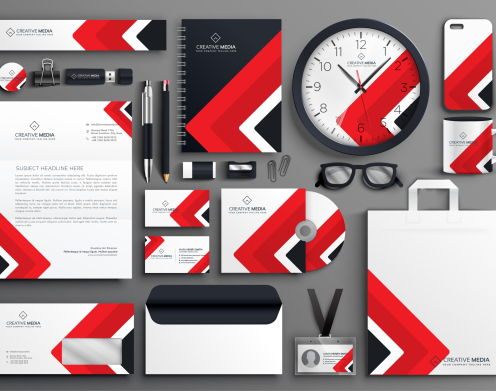 red professional business branding stationery set